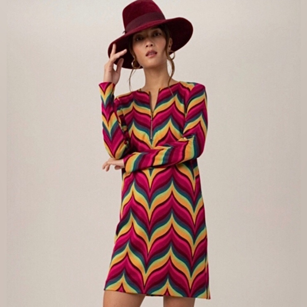 Trina Turk Lusinda Mini Dress Chevron Colorful by Designer Trina Turk New NWT